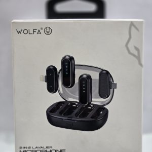 میکروفون یقه‌ای بی‌سیم انحصاری WOLFA مدل 2-in-2 (دو میکروفون) تایپ‌سی + لایتنینگ M02